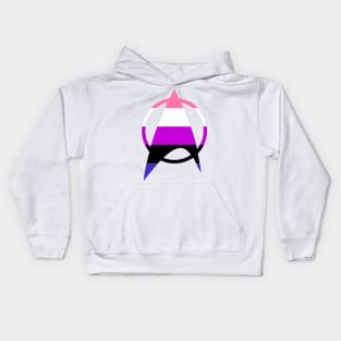 Genderfluid Starfleet Pride Kids Hoodie